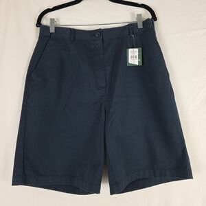 L.L. Bean Navy Wrinkle Resistant Cotton Shorts Womens 12 Academia Uniform School